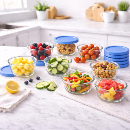 6-Piece Glass Food Storage Containers Set (3 Containers + 3 BPA-Free Lids) | 2-Cup, Leakproof | Microwave, Freezer, Oven & Dishwasher Safe | Ideal for Meal Prep & Pantry Organization, Pistachio