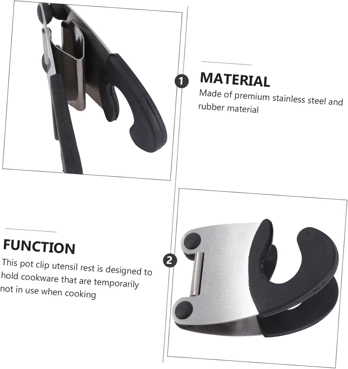 2Pcs Pot Clip Spoon Holder Grip Stainless Steel
