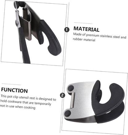 2Pcs Pot Clip Spoon Holder Grip Stainless Steel