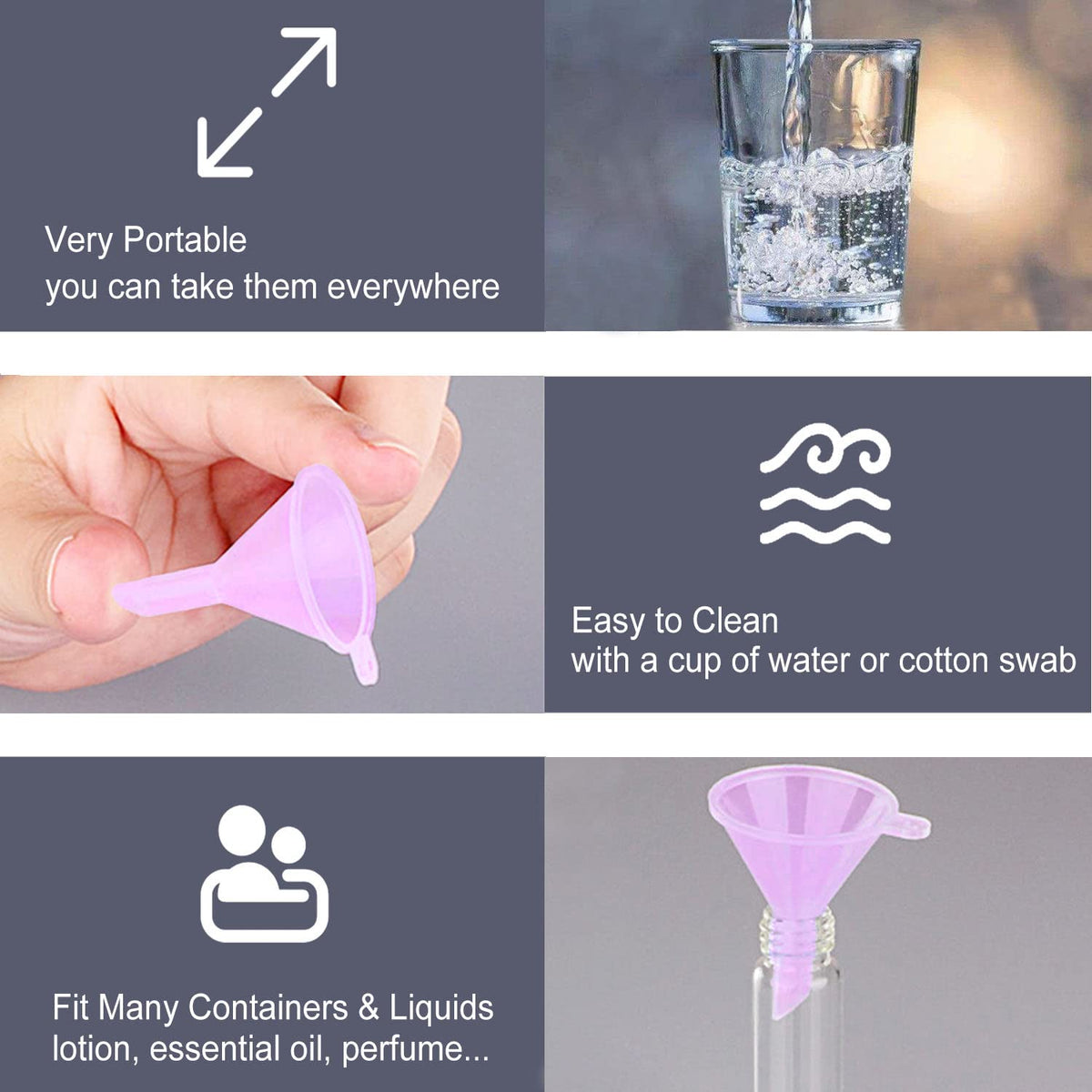 Avenoir Refillable Funnels for Lotion & Shampoo, 3 Colors