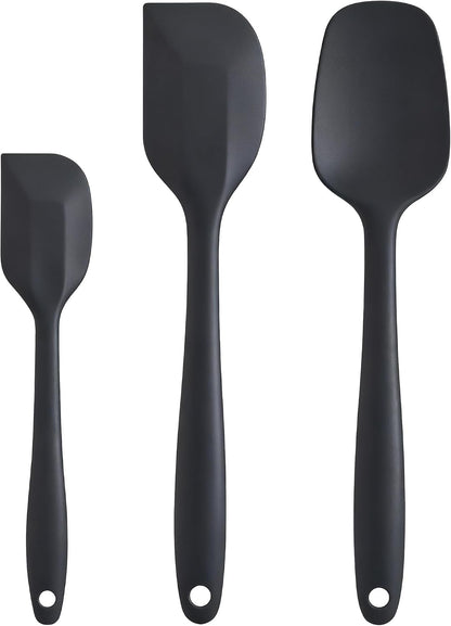 Silicone Spatula Set - Rubber Spatula - 600°F Heat Resistant Baking Spoon & Spatulas(Dark Grey)
