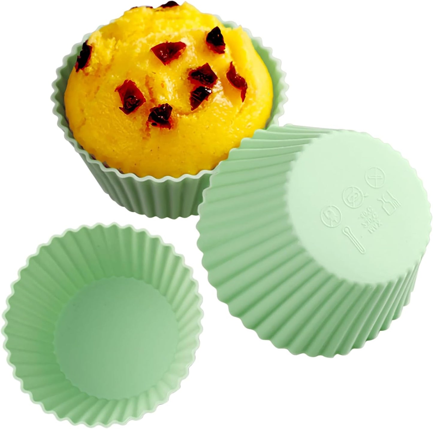 12er Pack Silicone Cupcake Molds,Reusable Baking Cups Molds Washable for Oven Microwave Dishwasher (Flower shape)