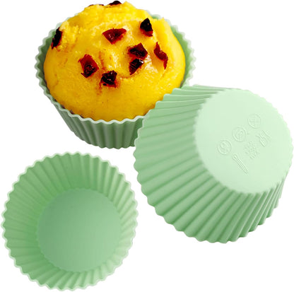 12er Pack Silicone Cupcake Molds,Reusable Baking Cups Molds Washable for Oven Microwave Dishwasher (Flower shape)