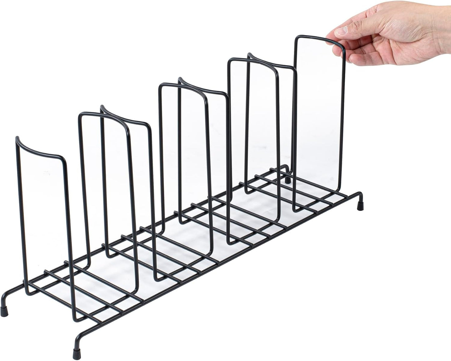 RW Base Black Iron Horizontal Portion Cup / Lid Organizer - 3 Section - 8 1/4" x 3" x 6" - 1 count box