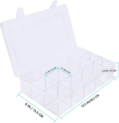 Gospire 15 Large Grids Clear Plastic Jewelry Box Organizer Storage Container with Removable Dividers (15 Grids - Clear)