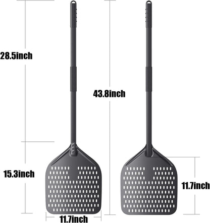 4 Piece Pizza Oven Kit Perforated Pizza Peel 12 Inch Pizza Turning Peel and Pizza Brush Ash Rake Wood Fired Commercial Oven Utensil for Home Restaurant