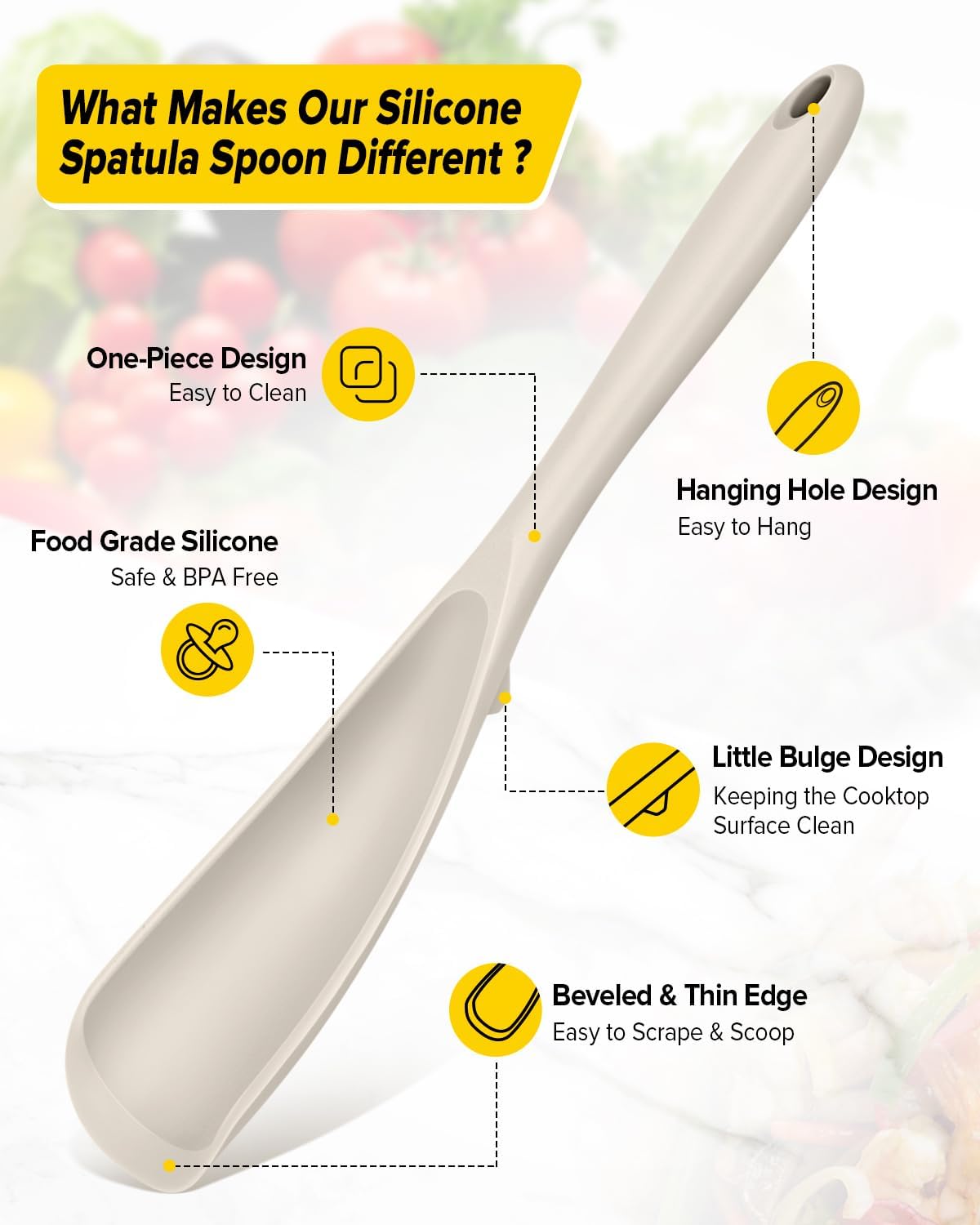 Pack of 2 Cooking Spoons for Non Stick Cookware, Multifunction Spatula Spoon BPA-Free, One-Piece Design, Suitable for Scooping, Scraping, Serving and Mixing(BLACK-GRAY)