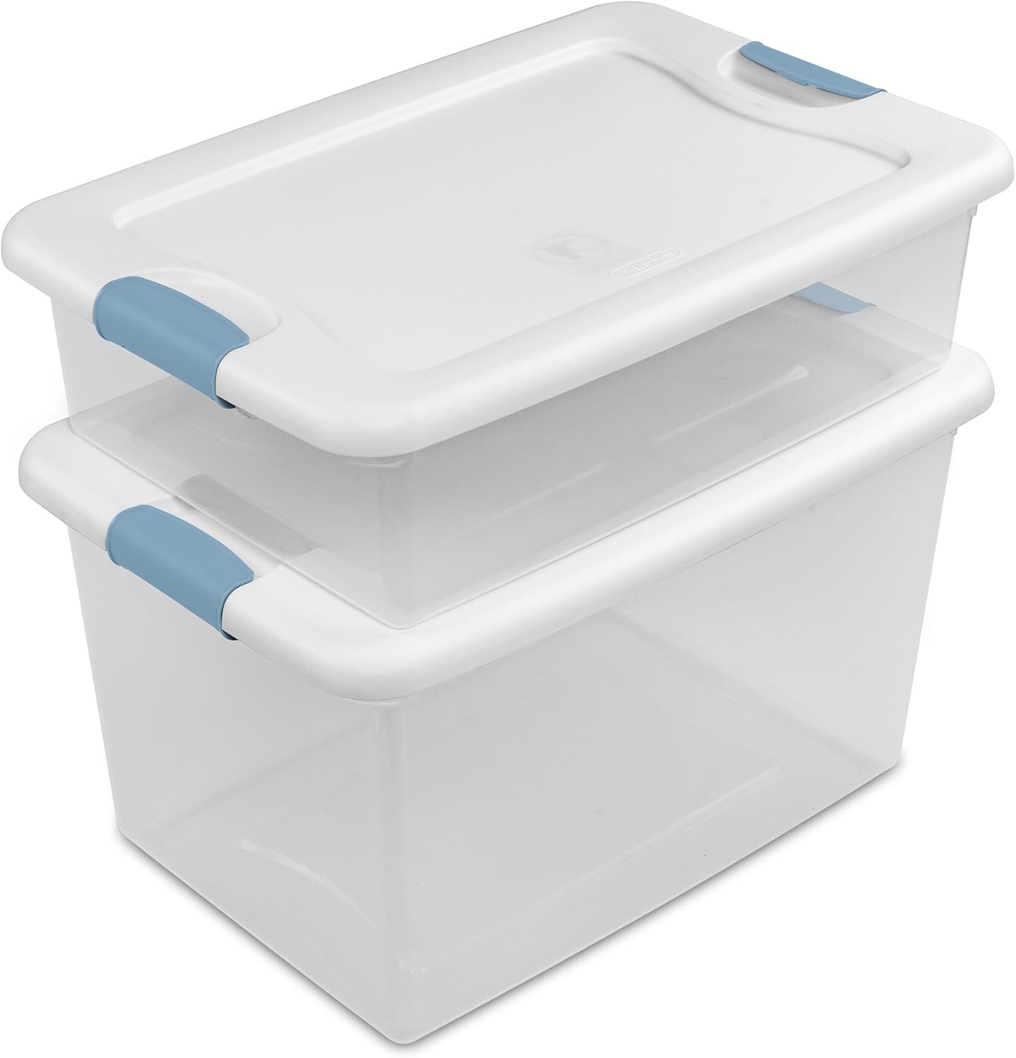 Sterilite 6-Pack Latching Box, Under Bed Storage Bins with Lids, Clear Plastic, 25 Quart - Heavy-Duty Organizing Containers for Closet, Bathroom, and Office