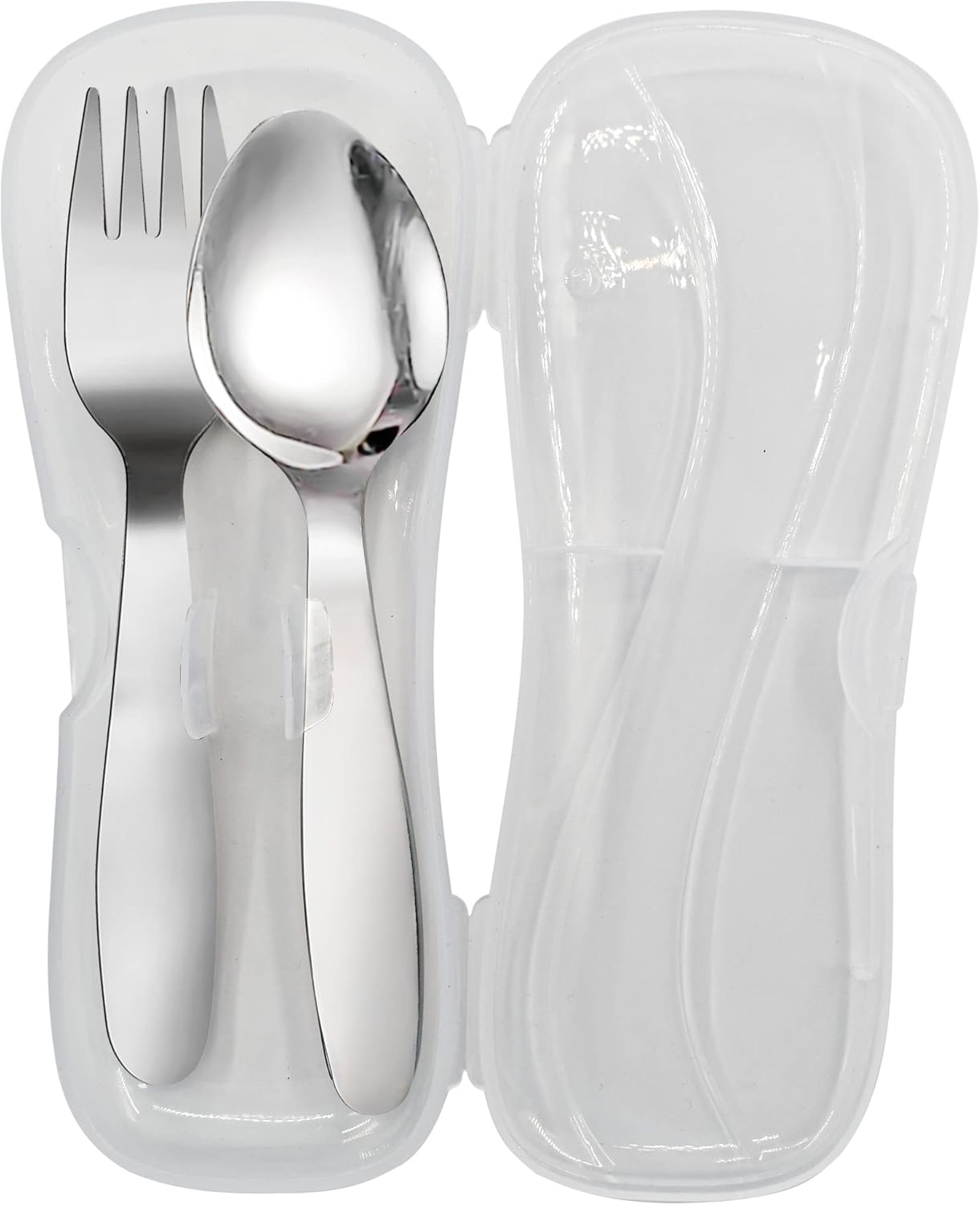 VANRA 2 Pieces Children Fork Spoon Set with Travel Case for Lunch Box, 18/8 Stainless Steel Kids Silverware Flatware Set Kids Utensil Set for School, 5.9in (Fork Spoon)