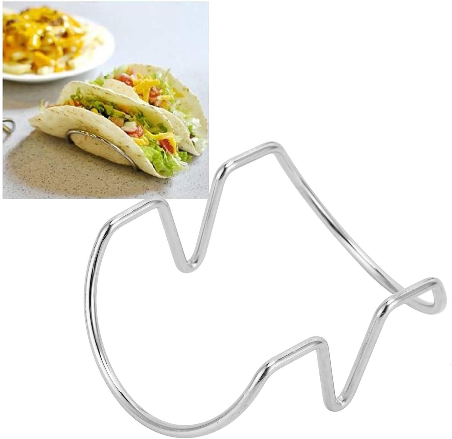 Taco Holders for the Individual Serving, 2 Pack Stackable Stainless Steel Taco Holder Stands Versatile Wire Taco Rack for Holding Hard or Soft Tacos (U-shaped 2 grid)