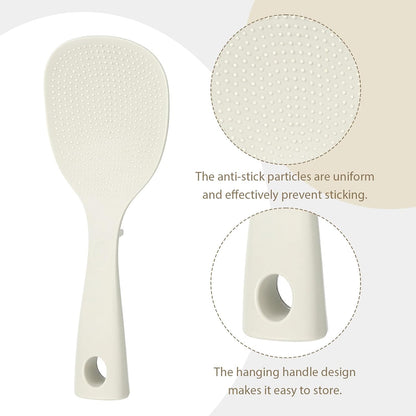 2 Pcs Silicone Rice Paddle Standing Rice Scooper Silicone Rices Ladle White Non-Stick Rices Paddle Scooper Easy To Clean Heat Resistant Anti-scalding RiceScooper Serving Spoons for Kitchen