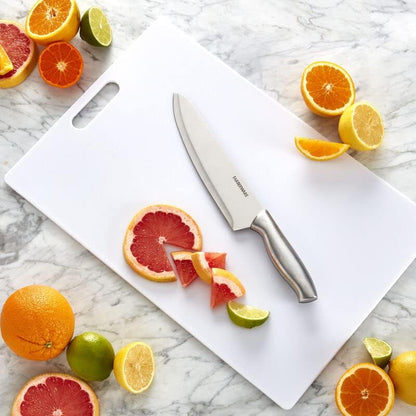 FARBERWARE Large Cutting Board, Dishwasher- Safe Plastic Chopping Board for Kitchen with Easy Grip Handle, 11in by 14in, White