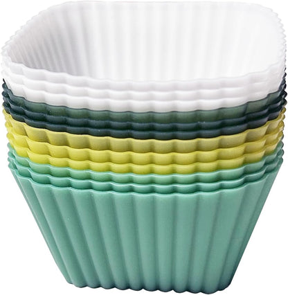 Silicone Cupcake Liners, Upgrades 36 Pack Reusable Baking Muffin Cups Nonstick 3 Shapes Pastry Cake Molds Bento Lunch Box Dividers