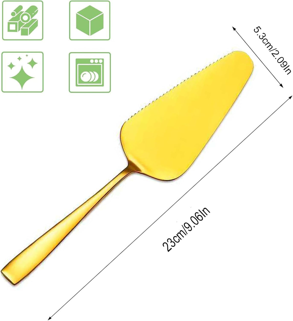 Cake Pie Servers, 9.06" Stainless Steel Wedding Cake Cutter with Serrated Edges, Pie Spatula Pizza Pastry Server Set of 2, Square Handle Cake Cutting Set for Wedding Brithday Party and Events