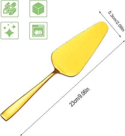 Cake Pie Servers, 9.06" Stainless Steel Wedding Cake Cutter with Serrated Edges, Pie Spatula Pizza Pastry Server Set of 2, Square Handle Cake Cutting Set for Wedding Brithday Party and Events