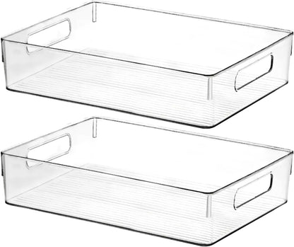 Clear Plastic Storage Bins, Pantry Organizers and Storage, Kitchen Organization and Storage Containers Bins for Organizing, Fridge, Freezer, Bathroom, Pantries, Medicine Cabinet Organizer Bin