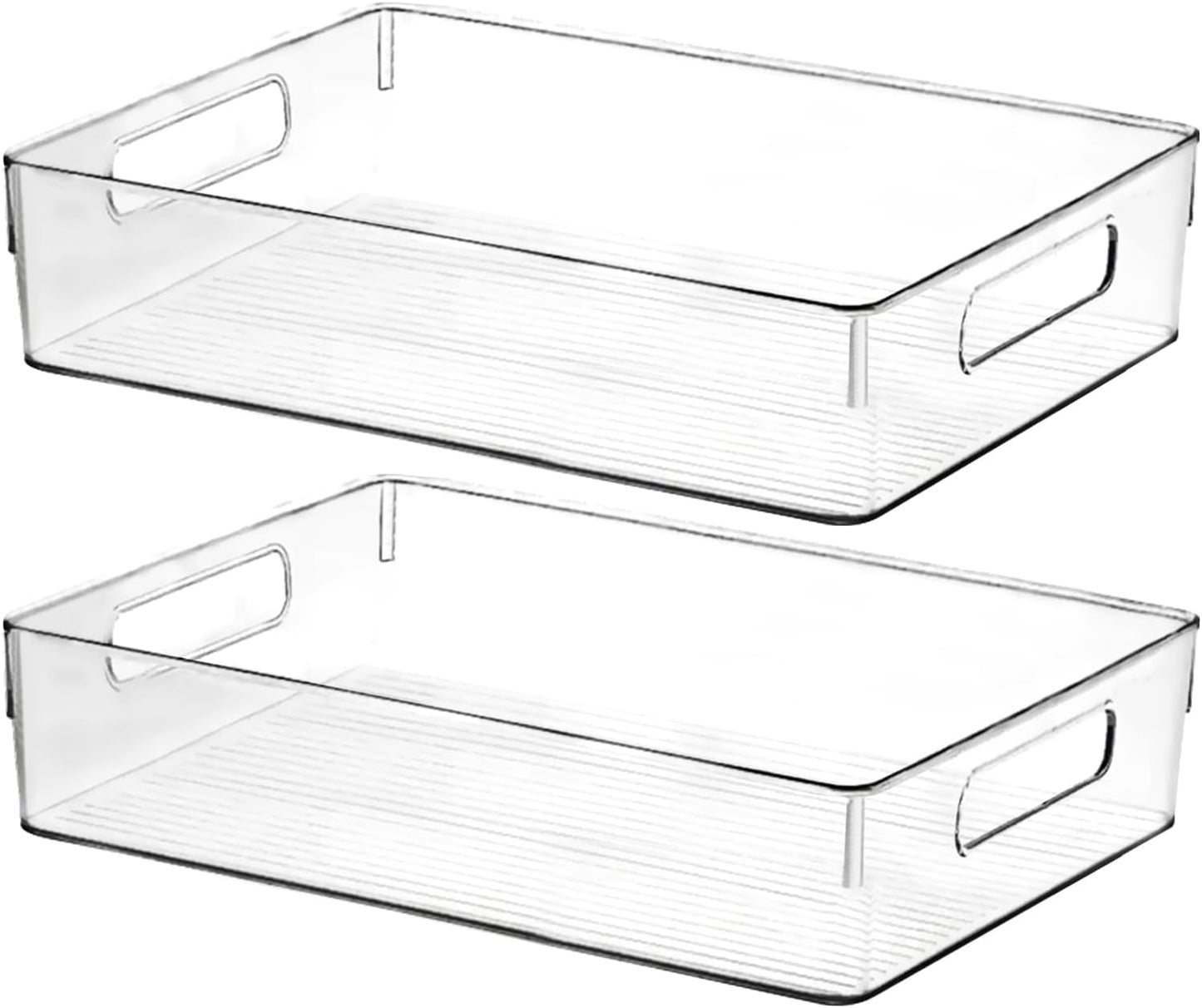 ShelfShaper Large Clear Plastic Storage Bins, Pantry Organizers and Storage Containers Fridge Organizer Bins for Organizing Home Kitchen Under Sink Bathroom Refrigerator Freezer Laundry Room