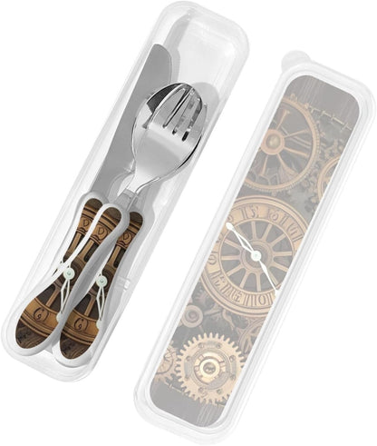 3-Piece Kids Silverware Set With Storage Case, Stainless Steel Reusable Children Safe Knife Spoon Fork Set Shih Tzu Dog Children Flatware Set For Kids Lunch Box