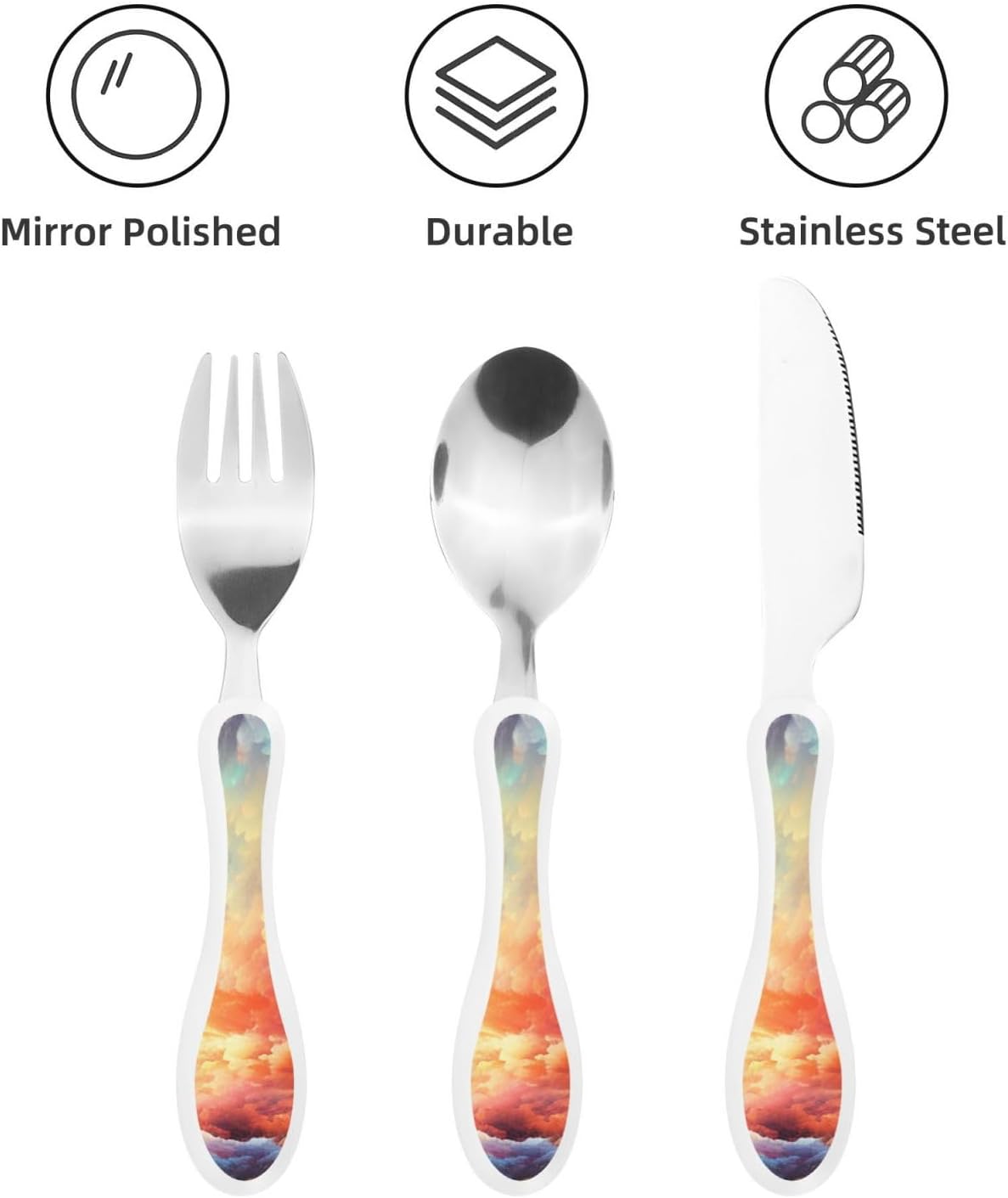 3-Piece Kids Silverware Set With Storage Case, Stainless Steel Reusable Children Safe Knife Spoon Fork Set Alpaca Cactus Children Flatware Set For Kids Lunch Box