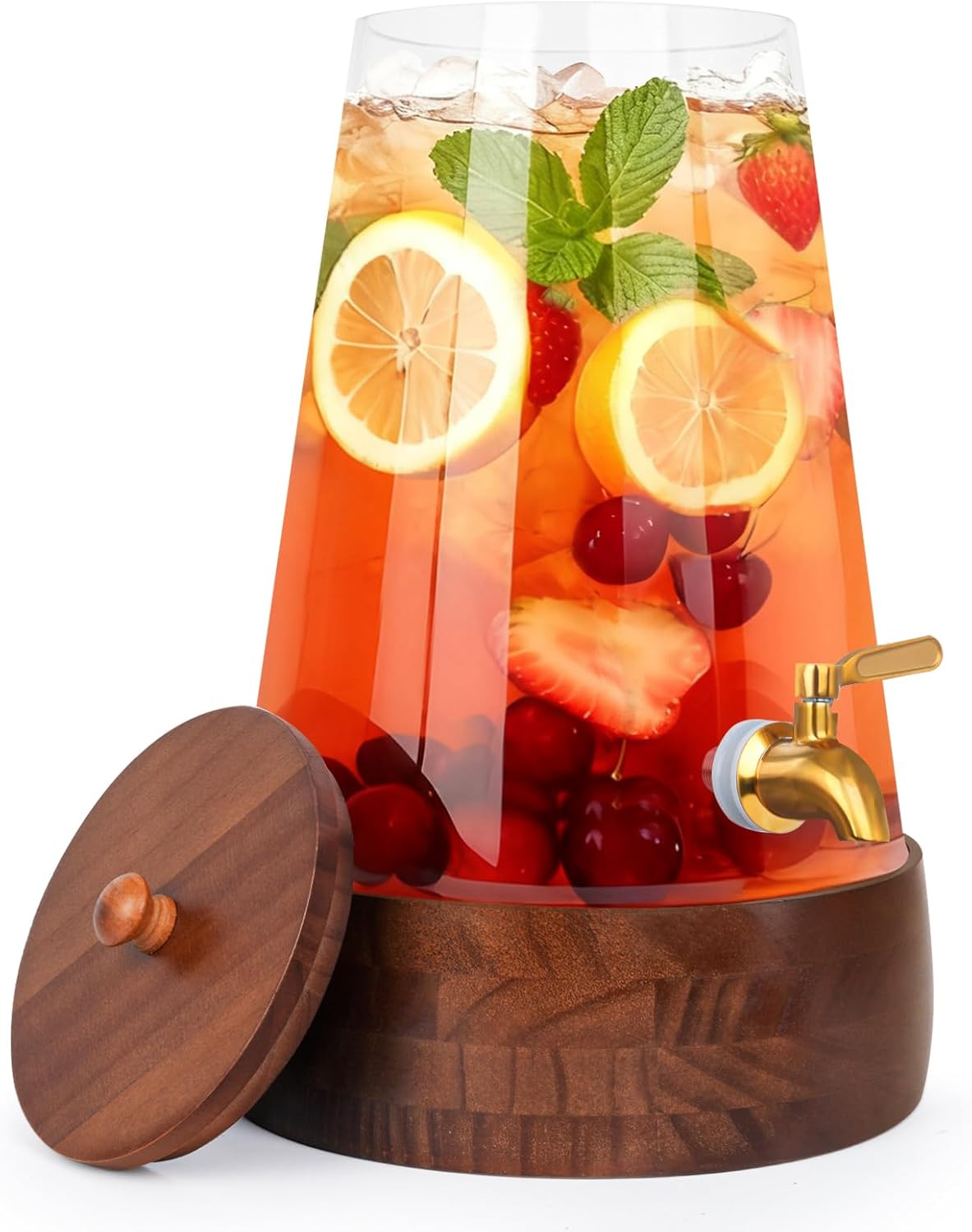 Glass Drink Dispenser for Parties, 1.72 Gallon Large Beverage Dispenser with Stand Juice Dispensers with Spigot Pitcher for Lemonade Iced Water Tea Sangria Punch