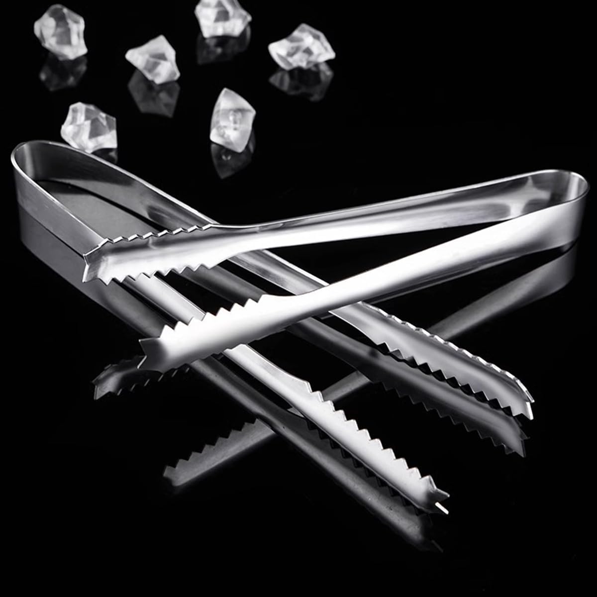 2 Pcs 304 Stainless Steel Ice Tongs, 6 inches Ice Tube Tongs for Ice Bucket Ice Sugar Cubes Coffee Bar Food Serving etc