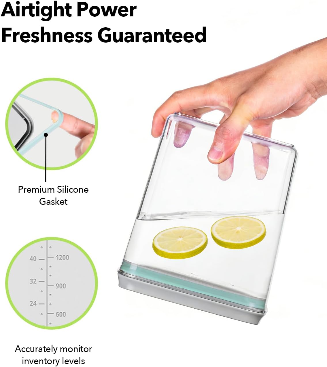 Airtight Food Storage with One-Touch Lid, (3 × 1.27 QT / 1.2 L) Stackable Durable PET for Sugar, Grains, Coffee Beans, and Baking Pantry Organization