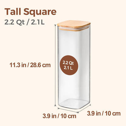 ComSaf 2Pcs Large Glass Storage Containers with Lids 4Qt, 1 Gallon Wide Mouth Flour Sugar Storage Containers, Large Capacity and Sealed for Rice, Cereal, Oat, Easy Clean and Scoop, Pantry Organization