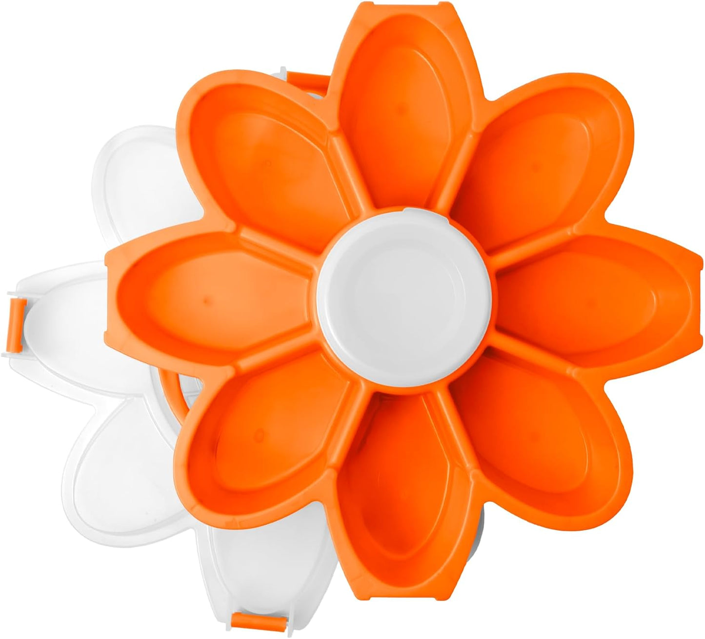 KOLORAE Flower Snack Serving Tray - 9 Compartment Party Platter with Dressing Cup for Chips and Dip, Fruits and Veggies - Game Day & Summer Entertaining Tray
