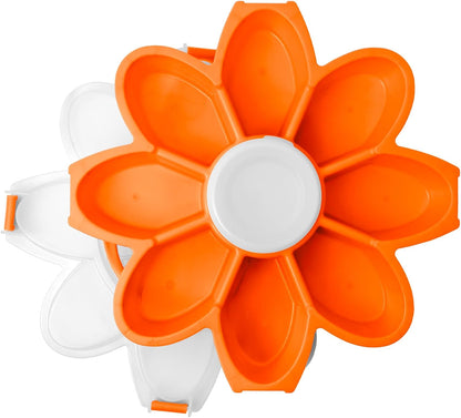 KOLORAE Flower Snack Serving Tray - 9 Compartment Party Platter with Dressing Cup for Chips and Dip, Fruits and Veggies - Game Day & Summer Entertaining Tray