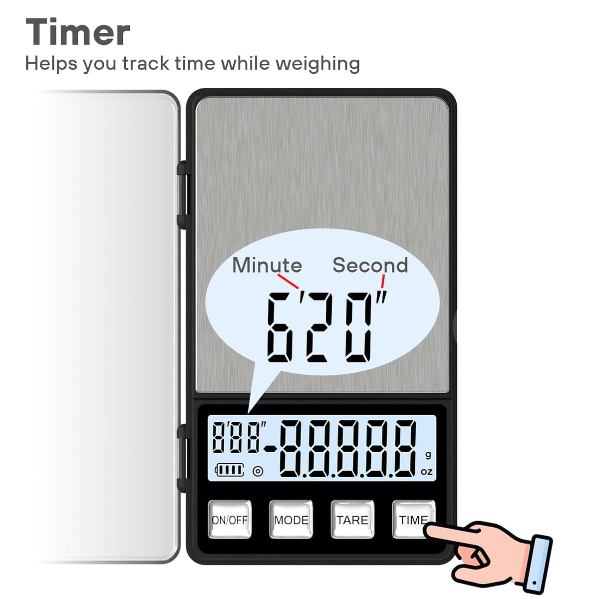 WEIGHTMAN Espresso Scale with Timer 1000g x 0.1g, Small Thin Coffee Scale