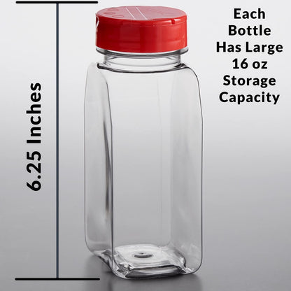 Skyway Supreme Large 16 OZ Plastic Spice Bottles Seasoning Containers Jars - Flap Cap Pour and Sifter Spice Shaker - Refillable Perfect For Storing Dispensing Herbs BBQ Rub - BPA Free - Set of 2