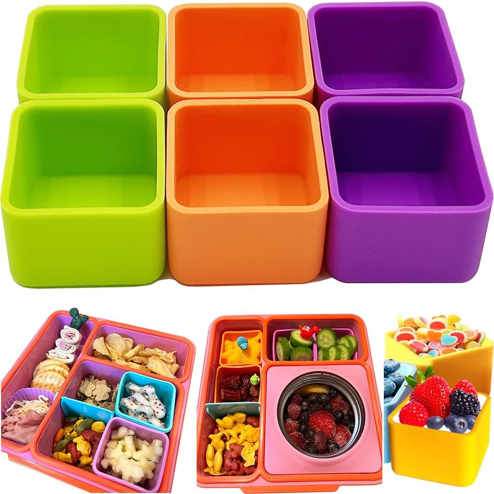 IELEK Silicone Bento Lunch Box Dividers Reusable Bento Box Containers Bundle Accessories- Non-Toxic, BPA Free, Dishwasher Safe