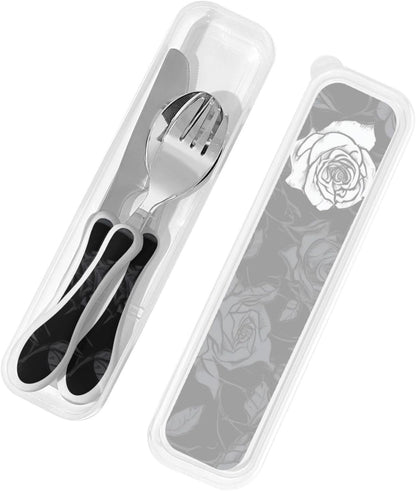 3-Piece Kids Silverware Set With Storage Case, Stainless Steel Reusable Children Safe Knife Spoon Fork Set Shih Tzu Dog Children Flatware Set For Kids Lunch Box
