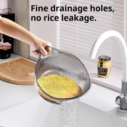 2027 New Aesthetic Multifunctional Rice Strainer with Handle (Gray+Green)