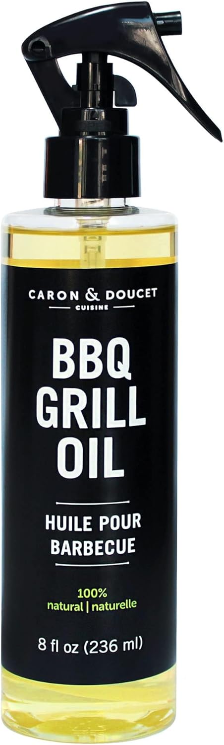 CARON & DOUCET - BBQ Grill Cleaner Oil | 100% Plant-Based & Vegan | Best for Cleaning Barbeque Grills & Grates | Use with Wooden Scrapers, Brushes, Accessories & Tools | Great Gift for Dad! (2X 8oz)