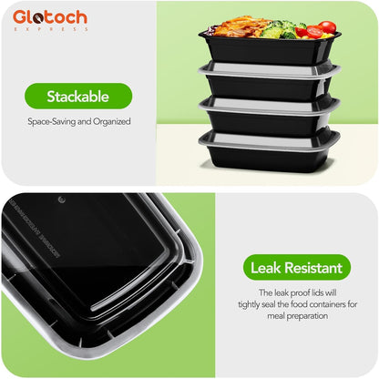 Meal Prep Containers 24oz-100 Pack (200-Piece) Reusable Food Storage Containers with Lids Microwave, Freezer, Dishwasher Safe - Leakproof & BPA Free Durable Plastic Bento Box for To Go Take Out
