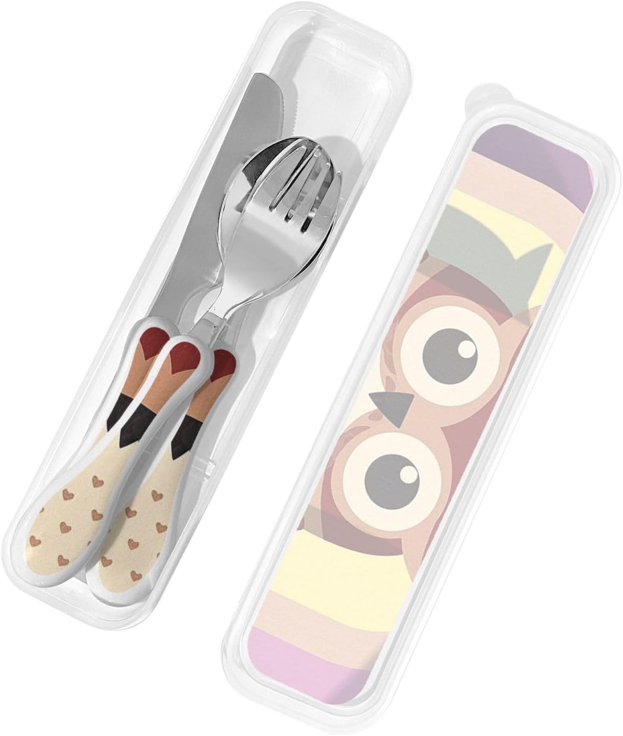 3-Piece Kids Silverware Set With Storage Case, Stainless Steel Reusable Children Safe Knife Spoon Fork Set Cute Puppy Children Flatware Set For Kids Lunch Box
