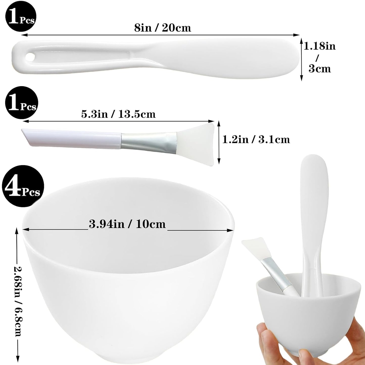 6Pcs Silicone Mixing Bowls, Silicone Bowls for Facials, DIY Face Mask Mixing Bowl for Home Salon Spa Face Skin Applicator Bowl, Black
