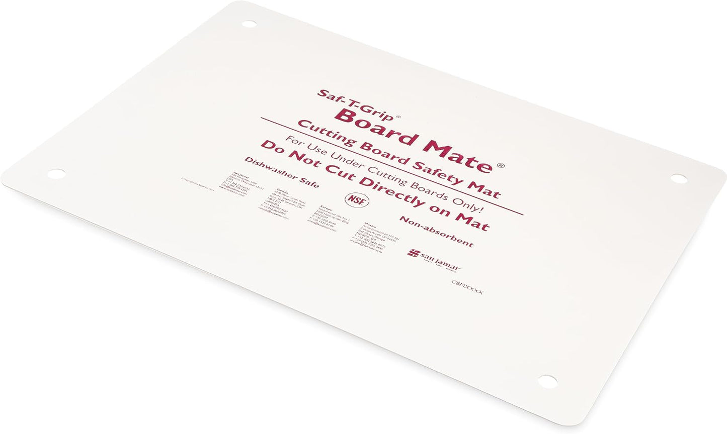 San Jamar CBM1318 Saf-T-Grip Board-Mate Nonslip Cutting Board Mat, 18" Width x 13" Height, White