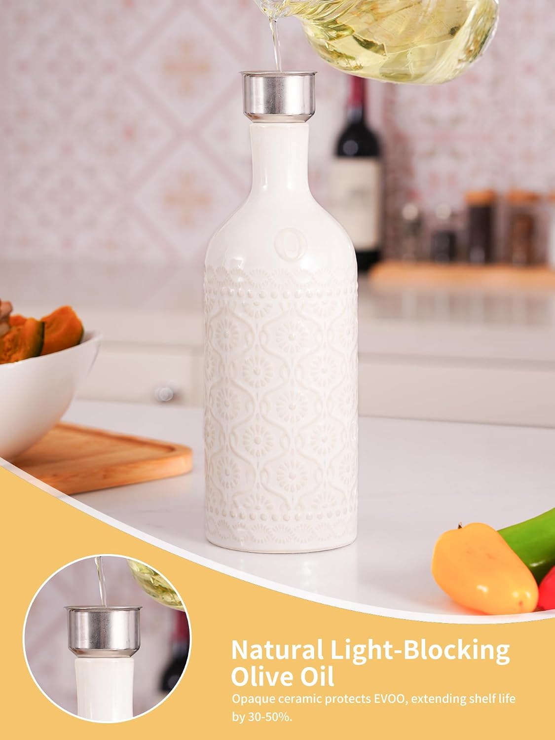20oz Ceramic Olive Oil Dispenser Bottle - Ivory White