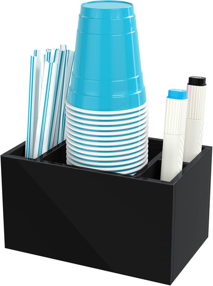 Double Cup Holder with Marker Slot, Party Cup Dispenser Acrylic Cup Organizer Mark Your Cup and Drink Up Caddy Modern Bar Counter Decor, Clear