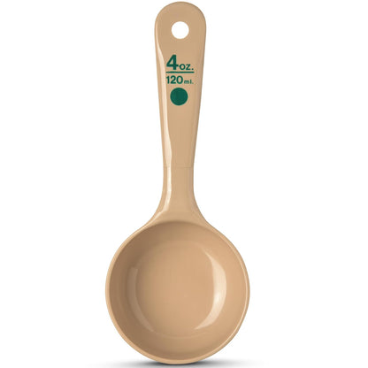 Carlisle FoodService Products Measure Miser Solid Spoon Measuring Spoon with Short Handle for Kitchens, Plastic, 4 Ounces, Beige