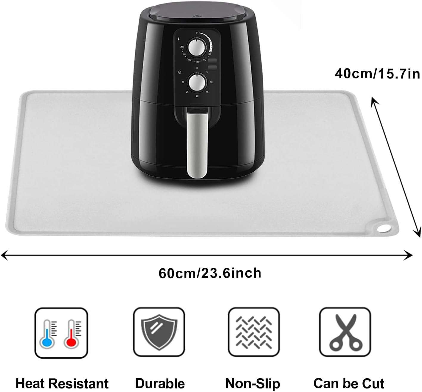 Extra Large Silicone Mat, 31.5x23.6 Inch Heat Resistant Mat for Kitchen Counter, Non Stick Silicone Baking Mat for Dough and Pastry, Thick Silicone placement Countertop Protector, Black countertop mat