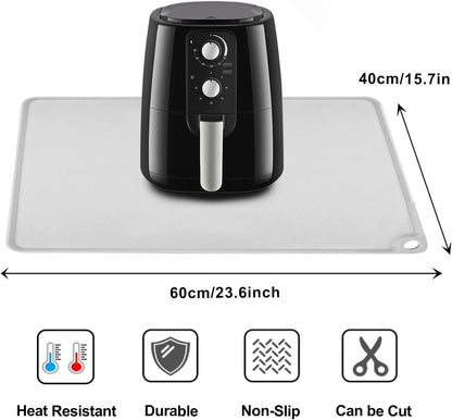Extra Large Silicone Mat, 31.5x23.6 Inch Heat Resistant Mat for Kitchen Counter, Non Stick Silicone Baking Mat for Dough and Pastry, Thick Silicone placement Countertop Protector, Black countertop mat