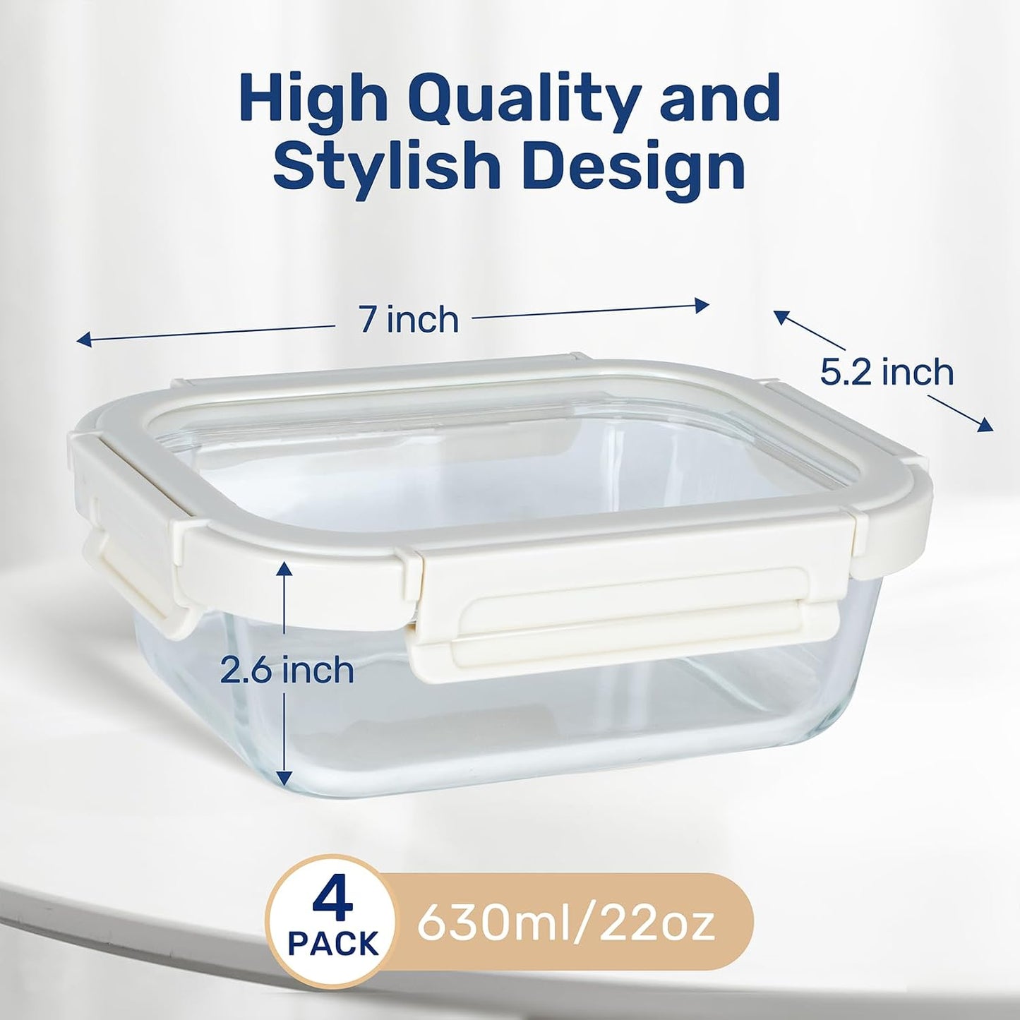 Miibox Food Meal Prep Containers with Exclusive Glass Lids, Glass Storage Containers with Lids, BPA-Free, Glass Lunch Boxes for Lunch, Pantry Organizers and Storage, Freezer to Oven Safe, Leak Proof