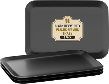 R-kay 3 Pack White Plastic Serving Trays for Party - Rectangular, 8 by 11 in, Heavy Duty Dessert Trays for Food