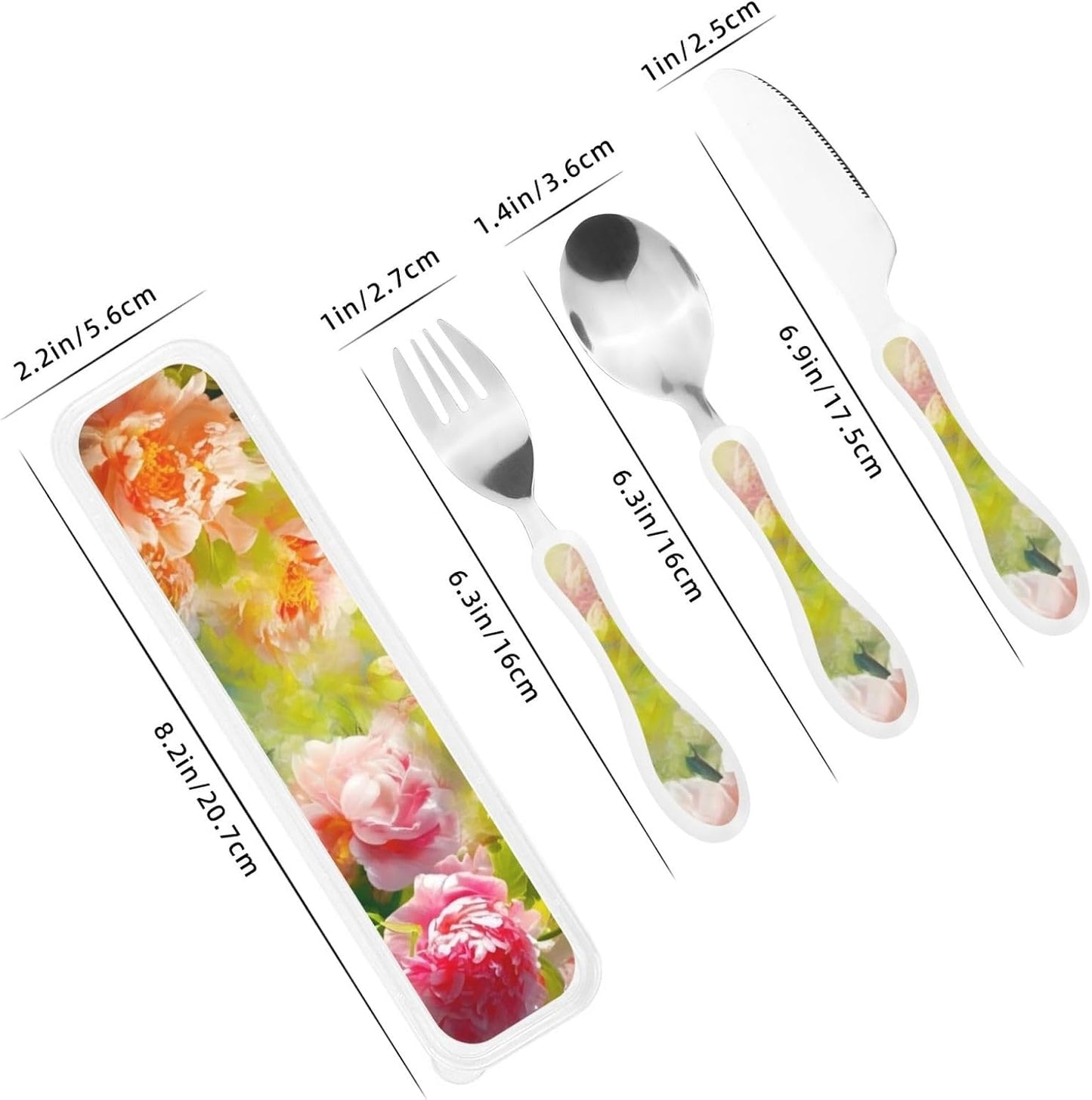 3-Piece Kids Silverware Set With Storage Case, Stainless Steel Reusable Children Safe Knife Spoon Fork Set Blue Eyed Dog Children Flatware Set For Kids Lunch Box