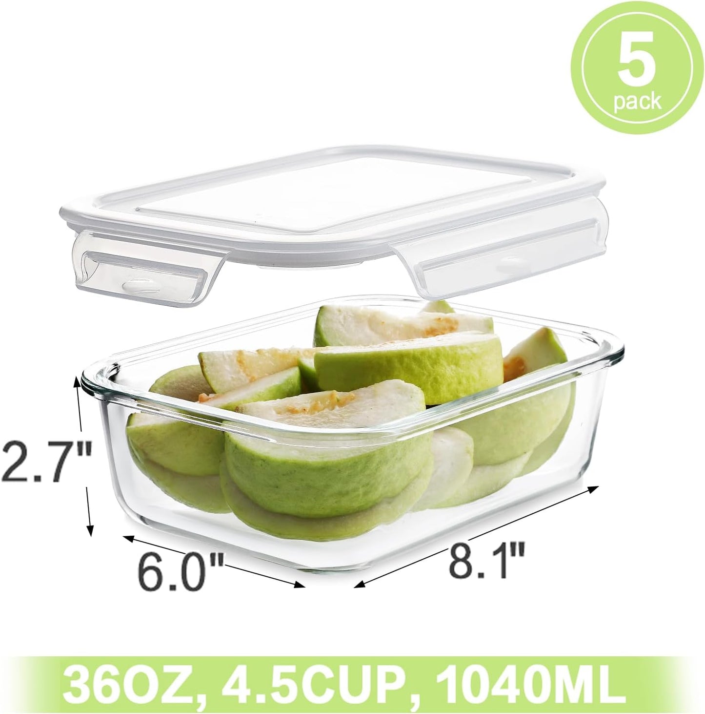 10 Pack Borosilicate Glass Meal Prep Containers with Locking Lids, Glass Food Storage Containers Set, Airtight Lunch Bento Boxes, BPA-Free & Leak Proof, 36oz & 14oz, Freezer, Oven Safe-Pink