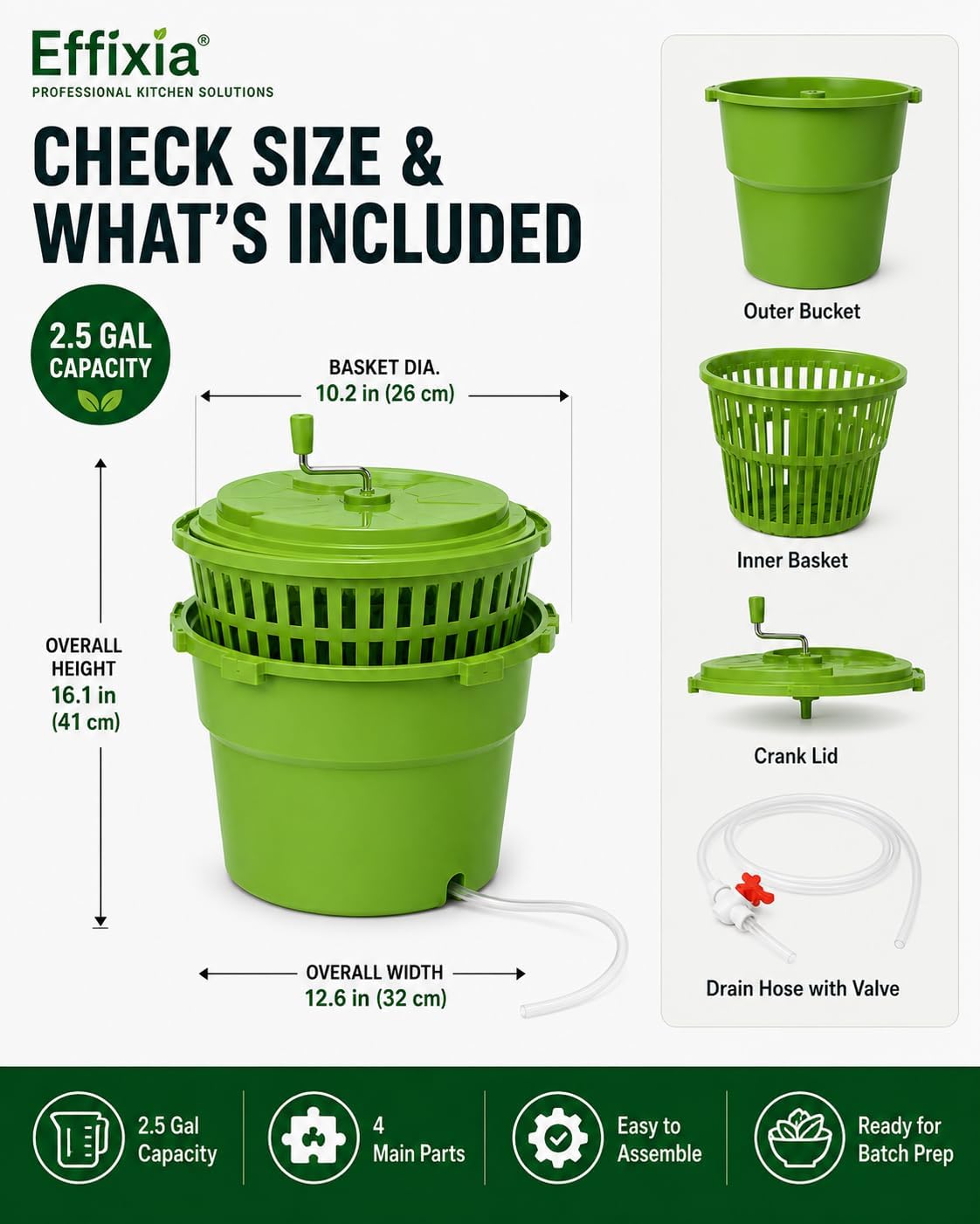 Commercial Salad Spinner - 3 Gallon Large Capacity Lettuce Dryer