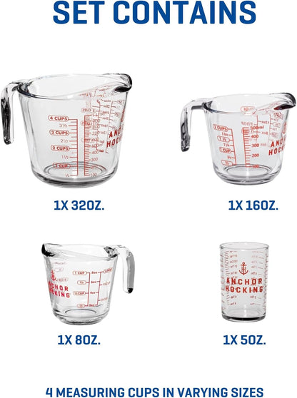 Anchor Hocking Measuring Cup Set (2-Piece, 2-Cup & 4-Cup, dishwasher safe)